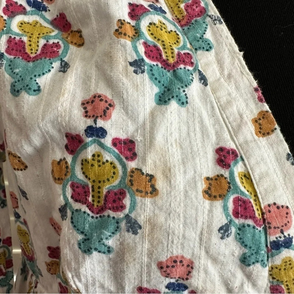 Flawed Roller Rabbit size Small V Neck Floral Babydoll Dress Metallic Summer - Picture 7 of 8